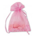 Pink Organza Pouch - It's a Girl  