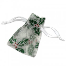Silver/Green Holly Christmas Pouches