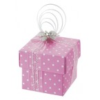 Hot Pink Spotty Square Box with Lid  