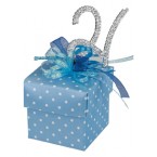 Blue Spotty Square Box with Lid  