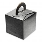 Black Silk Square Box with Handle 