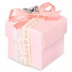 Pink Silk Square Box with Lid 
