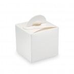 White Silk Square Box with Handle 