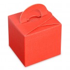 Red Silk Square Box with Handle 