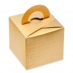 Gold Silk Square Box with Handle 